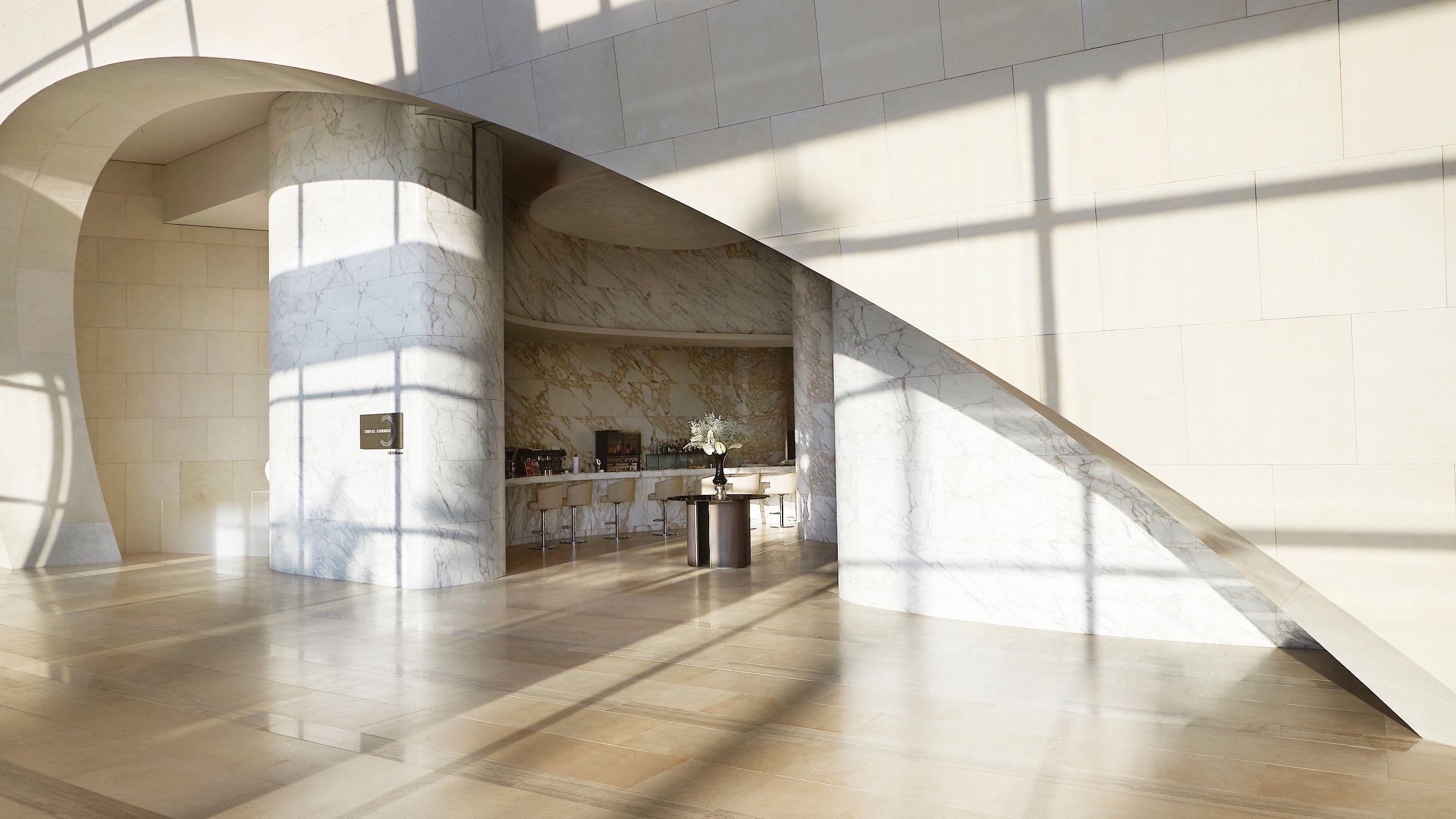 Marble-clad main lobby of Grand Hyatt Incheon